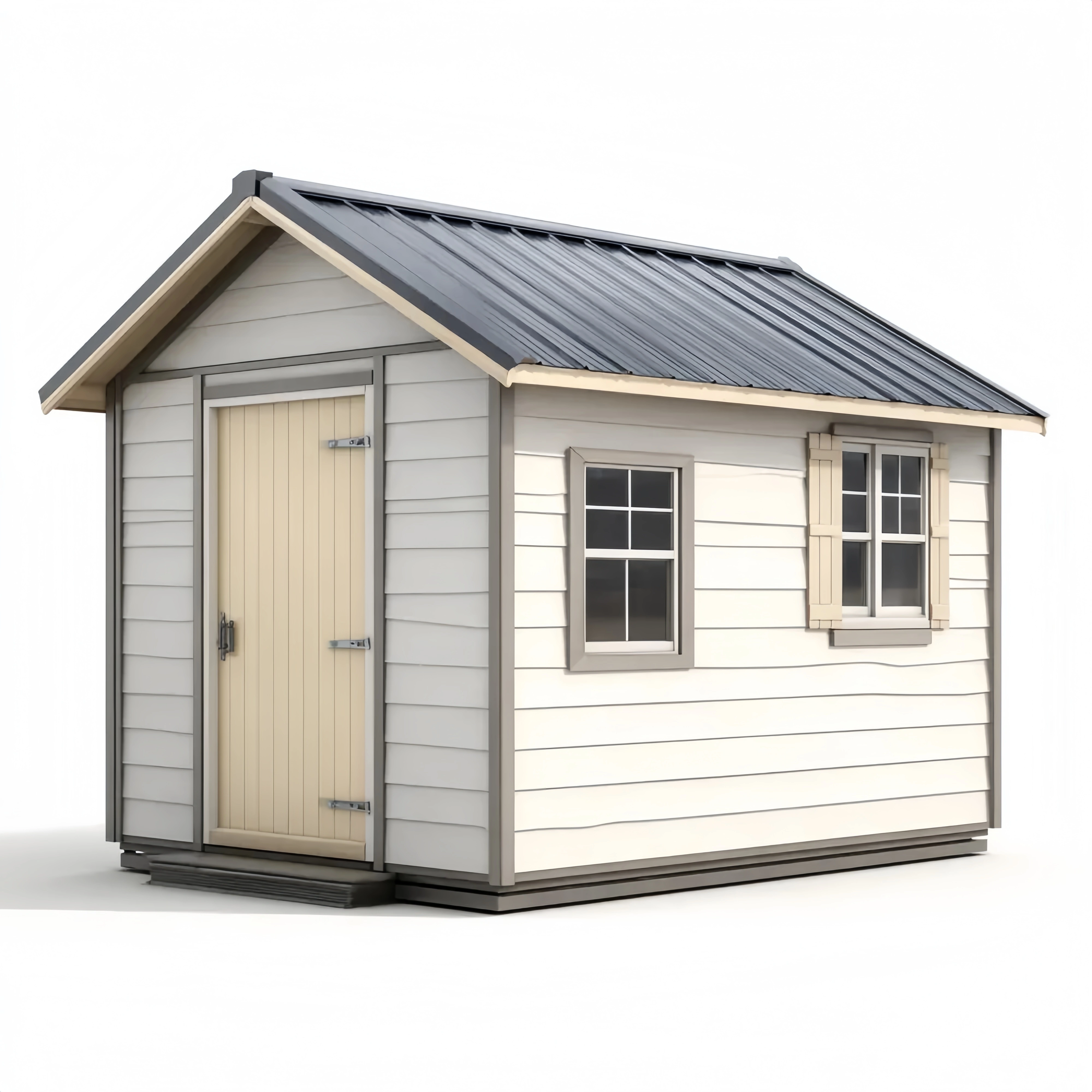 Casetta da giardino in legno 300x250x240 cm – Bianco/Grigio – Design classico