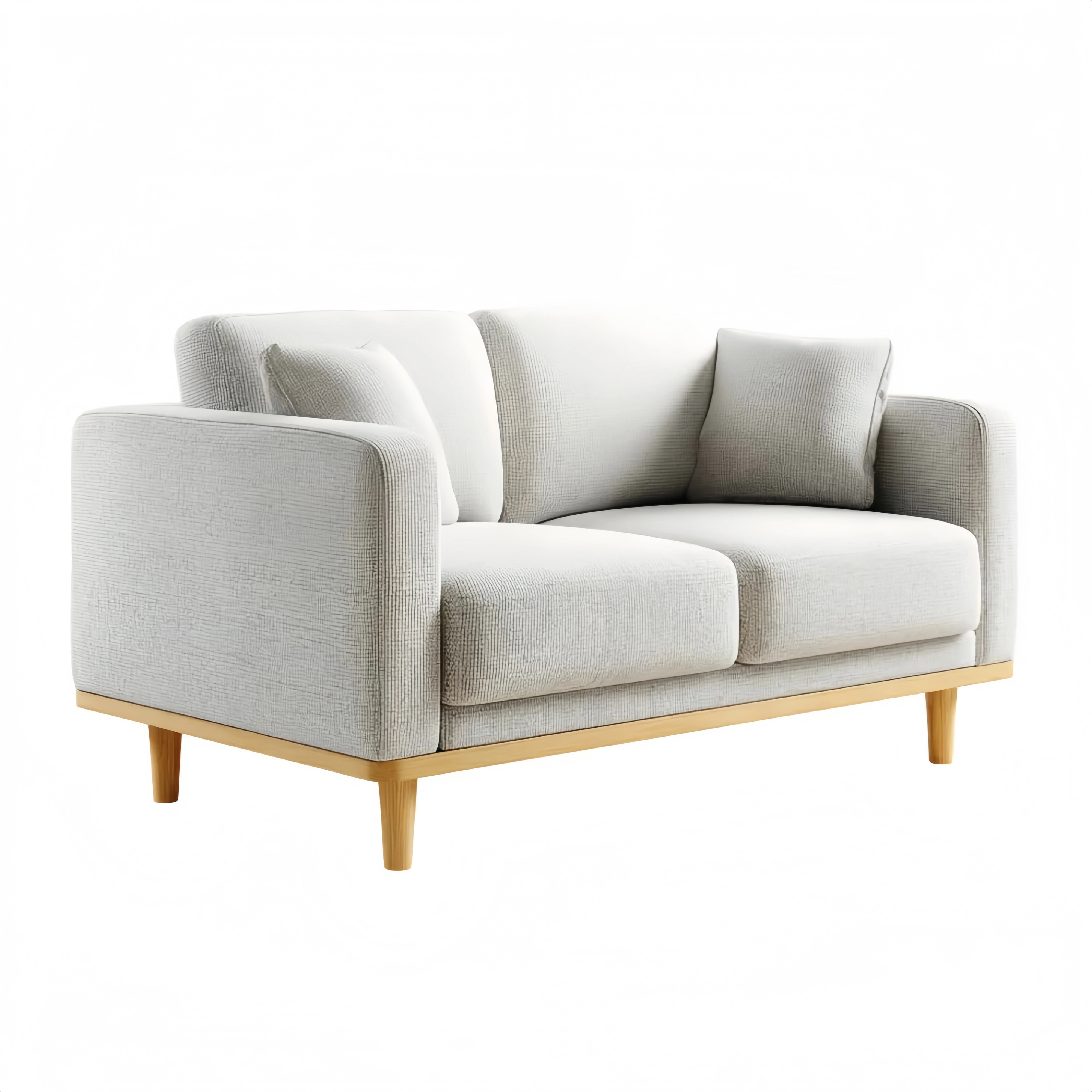 Divano due posti imbottito in tessuto 150x85x90 cm - Grigio Chiaro - Design Moderno