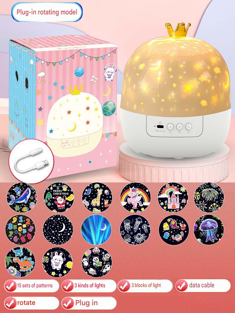 Nočné svetlo s projektorom hviezdnej oblohy ⎜ Rotujúca LED lampa s hudbou a diapozitívmi pre relaxačnú atmosféru