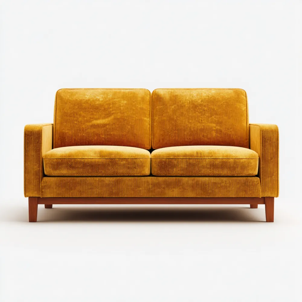 Divano due posti in velluto 150x80x85 cm - Giallo Ocra - Stile moderno