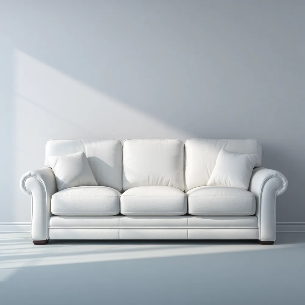 Divano a tre posti in pelle 200x90x85 cm - Bianco - Design Classico