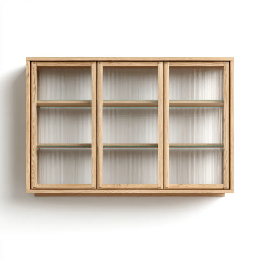 Mobile decorativo in legno e vetro 120x80x30 cm - Design moderno