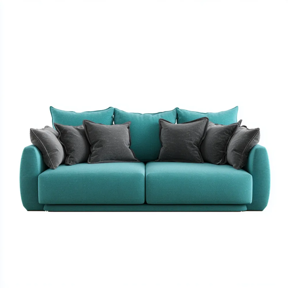 Divano due posti 200x100x90 cm - Tessuto morbido - Azzurro e Grigio - Design moderno