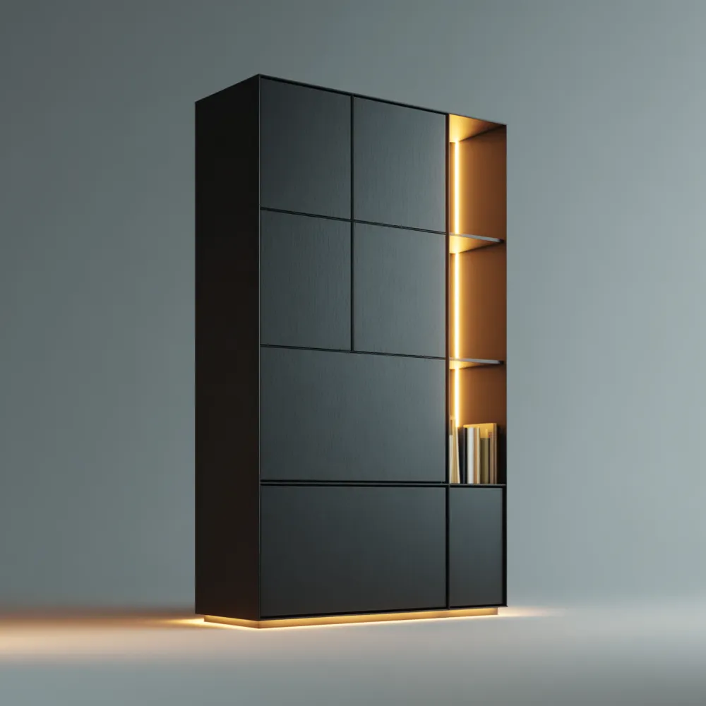 Armadio libreria con illuminazione LED 190x100x40 cm - Nero