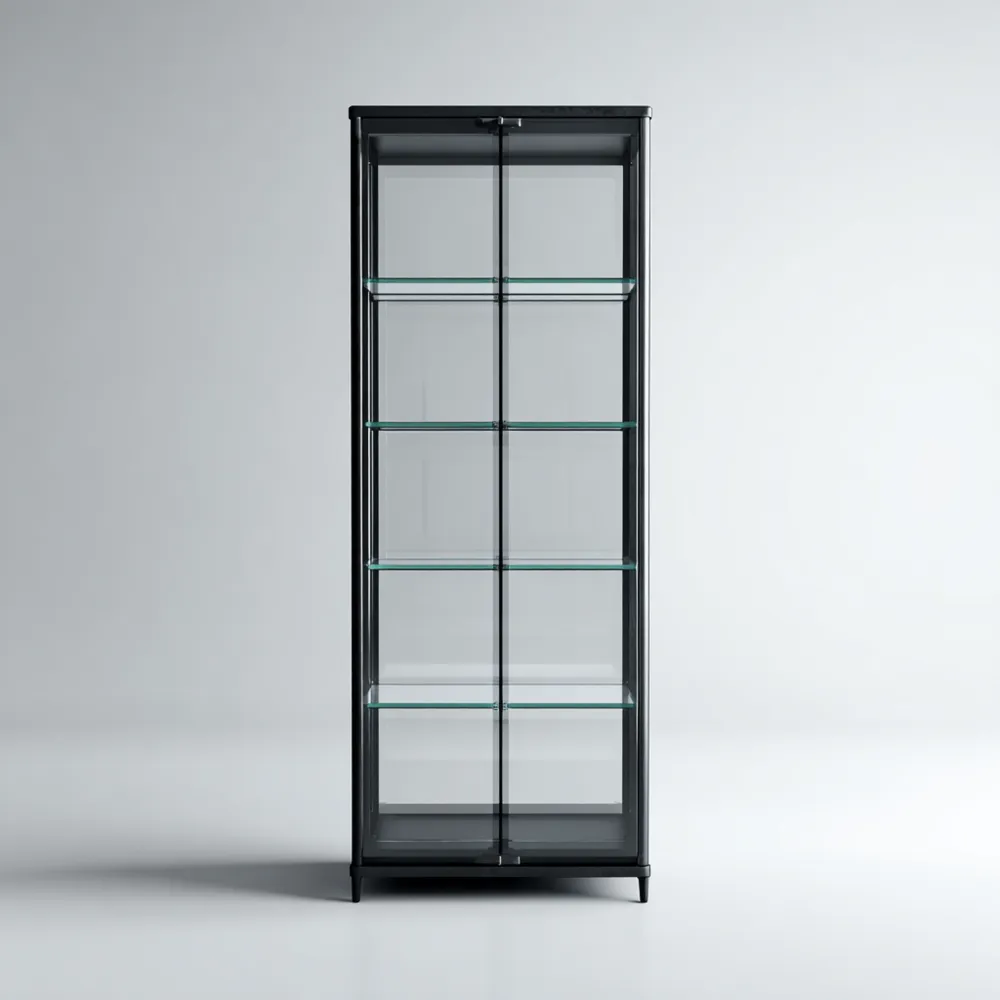 Vetrina in Metallo e Vetro 180x70x40 cm – Nero – Design Moderno