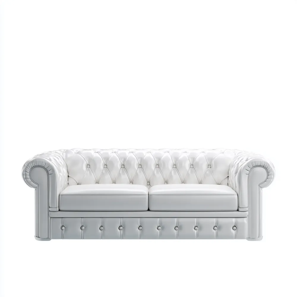 Divano due posti in pelle 150x80x70 cm - Bianco - Design classico