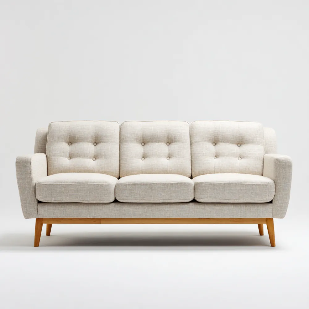 Divano a tre posti - Tessuto - 200x85x80 cm - Beige - Design Moderno