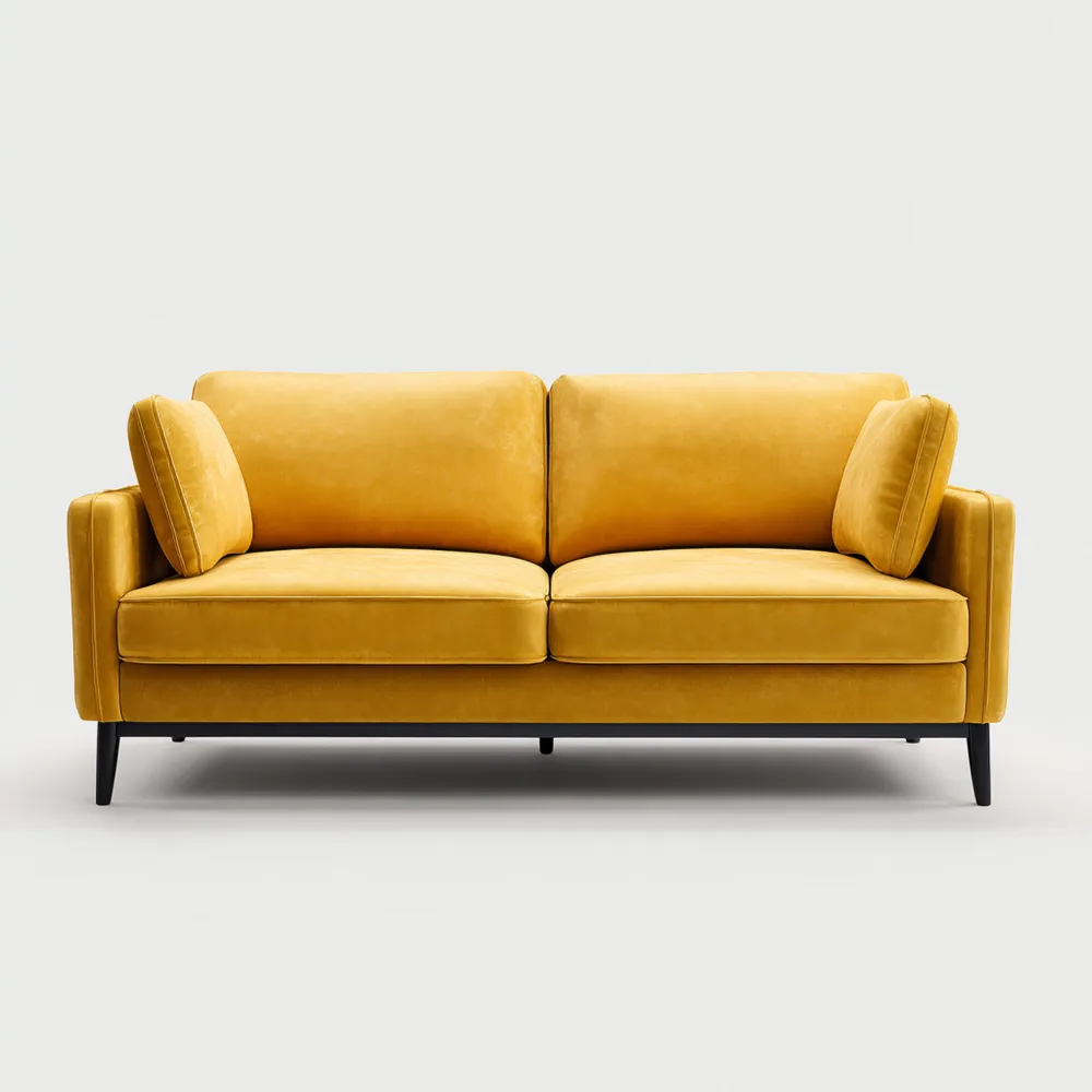 Divano due posti velluto 150x90x85 cm - Giallo - Design moderno