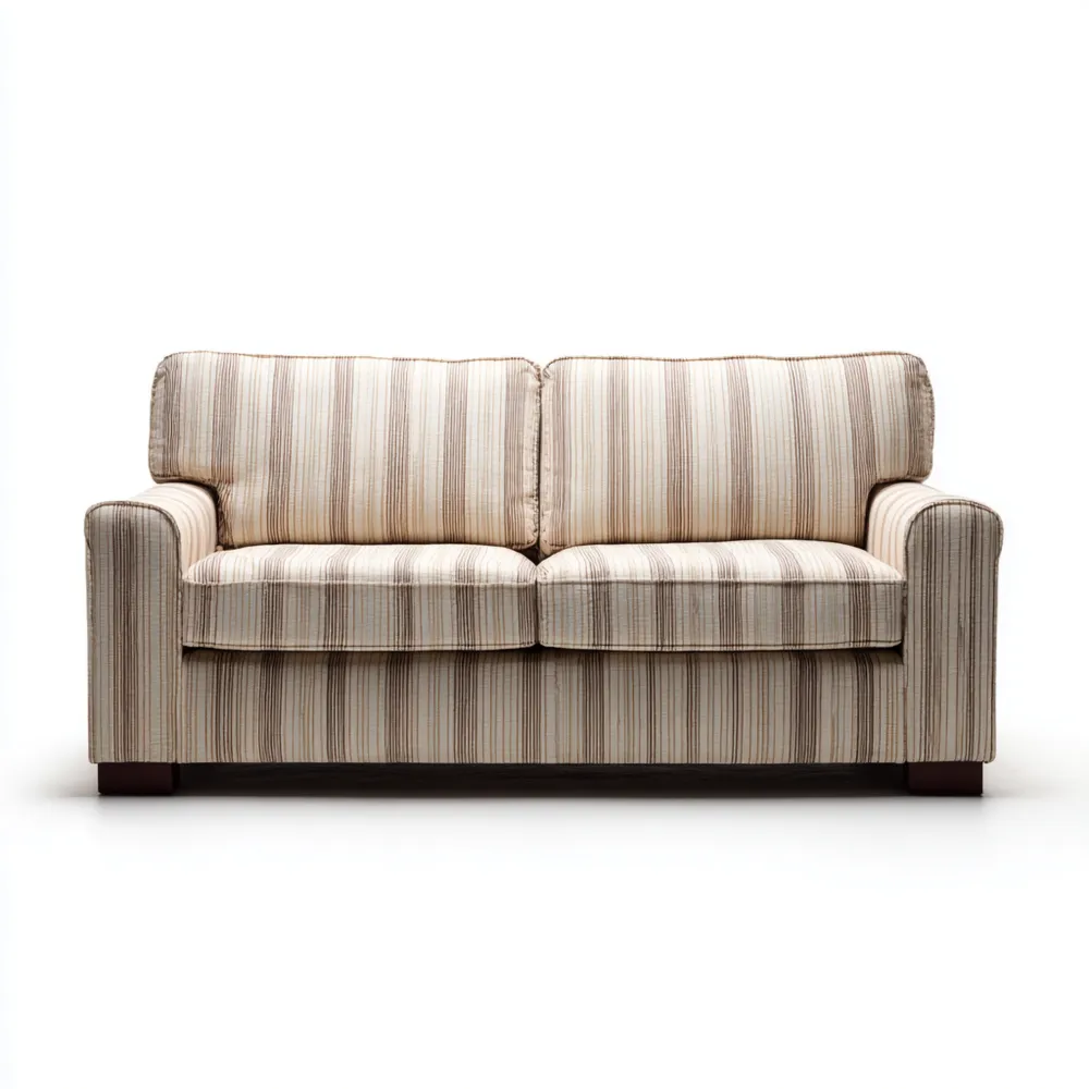 Divano due posti 150x85x90 cm Tessuto a righe Beige - Design classico