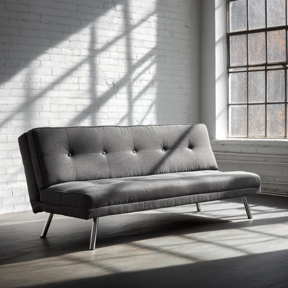 Divano letto due posti tessuto Grigio 190x85x80 cm - design moderno