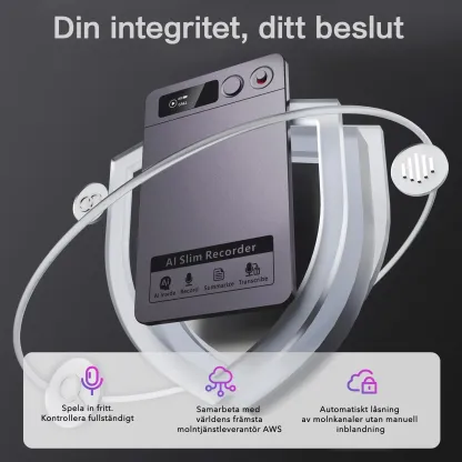 Recora KP70 AI-inspelare - 118 språk & AI-sammanfattning, Ultralätt bärbar design