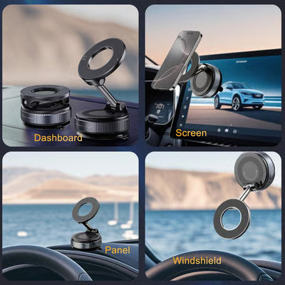 2026 Newest 360° Adjustable Vacuum Magnetic Suction Cup Phone Holder Mount