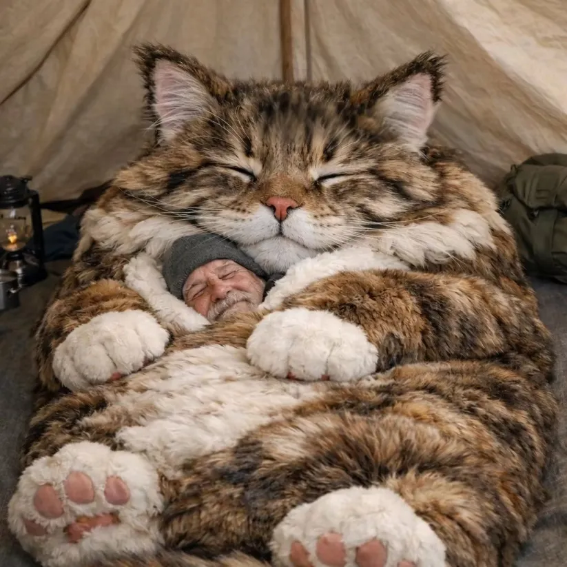 🐱 Fluffy cat sleeping bag– Soft, Warm & Purrfectly Cozy😴💤