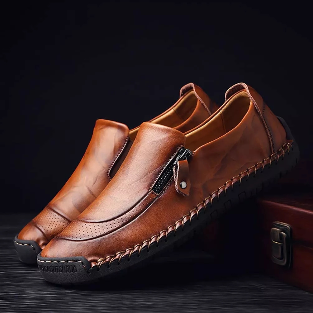 🔥HOT SALE🎁--60% OFF 🎉MENS HANDMADE SIDE ZIPPER CASUAL COMFY LEATHER