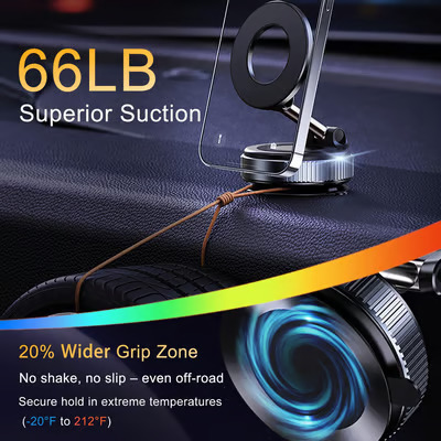 2026 Newest 360° Adjustable Vacuum Magnetic Suction Cup Phone Holder Mount