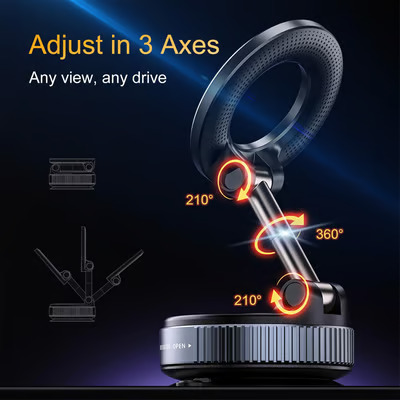2026 Newest 360° Adjustable Vacuum Magnetic Suction Cup Phone Holder Mount