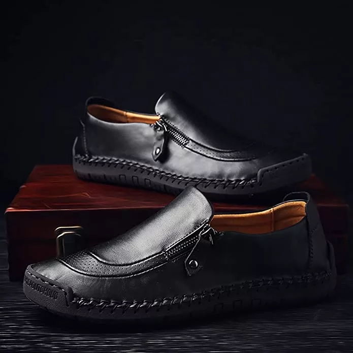 🔥VARMT SALG🎁--60% RABATT 🎉HERRE HÅNDLAGDE LOAFERS I SKINN MED SIDEGLIDELÅS