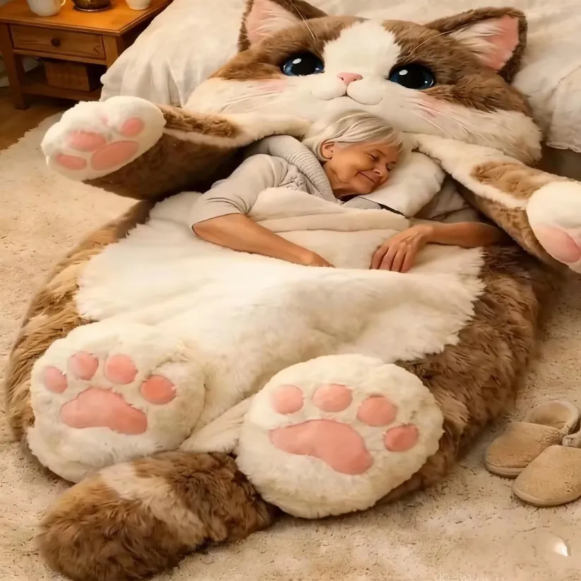 🐱 Fluffy cat sleeping bag– Soft, Warm & Purrfectly Cozy😴💤