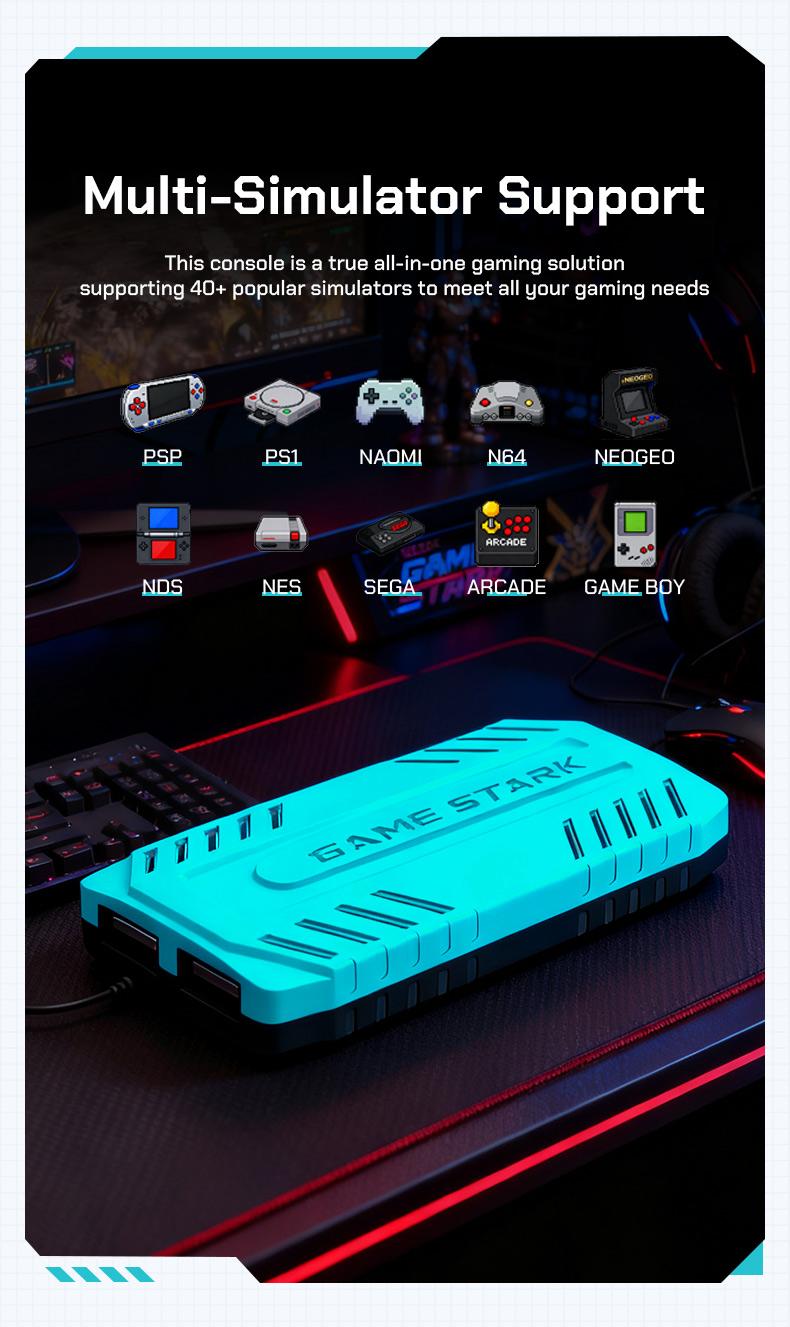 Retro gaming console stick, nostalgic gaming experience, dual 2.4G wireless controllers, plug-and-play TV game stick.