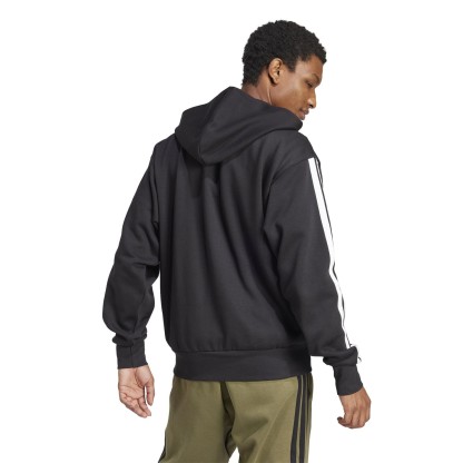 Mens Essentials Fleece 3-Stripes Full-Zip Hoodie