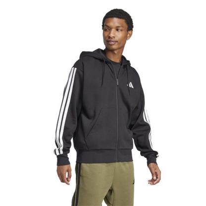 Mens Essentials Fleece 3-Stripes Full-Zip Hoodie