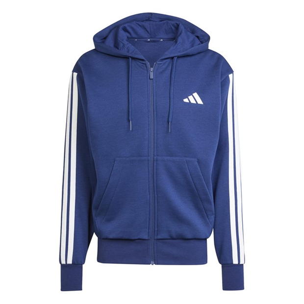 Mens Essentials Fleece 3-Stripes Full-Zip Hoodie