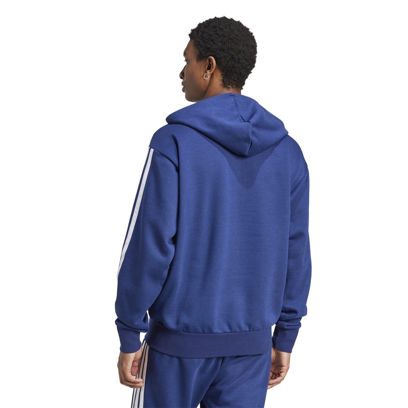 Mens Essentials Fleece 3-Stripes Full-Zip Hoodie