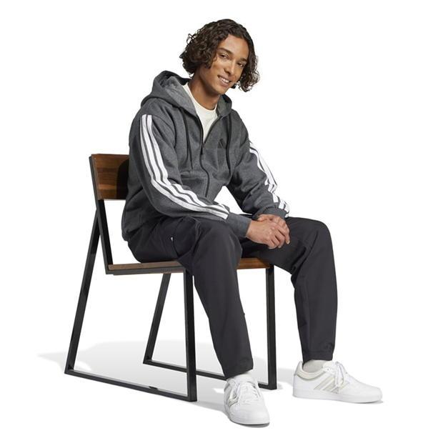 Mens Essentials Fleece 3-Stripes Full-Zip Hoodie