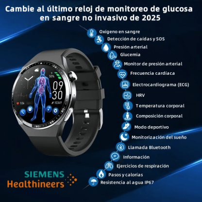 El reloj de terapia láser no invasiva de Siemens puede monitorear la frecuencia cardíaca, la presión arterial y el azúcar en sangre en tiempo real.