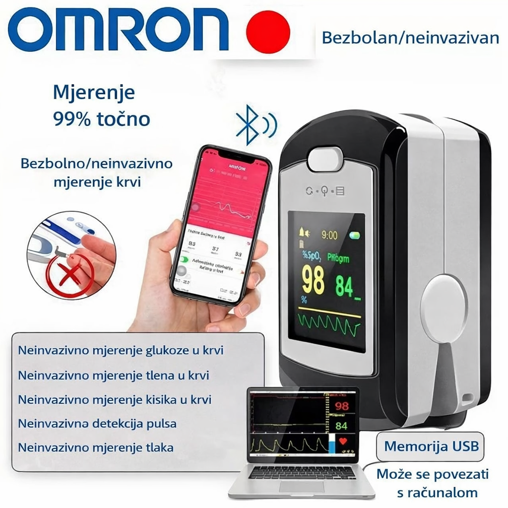 【Vremenski ograničena ponuda】0MRON™ neinvazivni mjerač glukoze u krvi - novo iskustvo bezbolnog i neinvazivnog mjerenja glukoze u krvi, recite zbogom boli😁