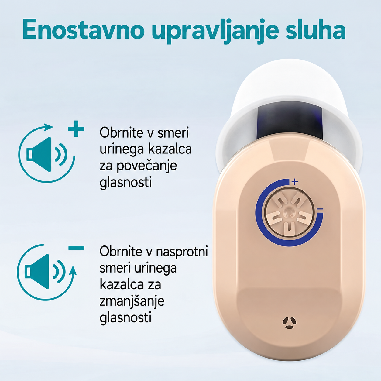 Volně prodejný naslouchací přístroj Siemens Ultra – neviditelné, dobíjecí provedení CIC, schváleno FDA.