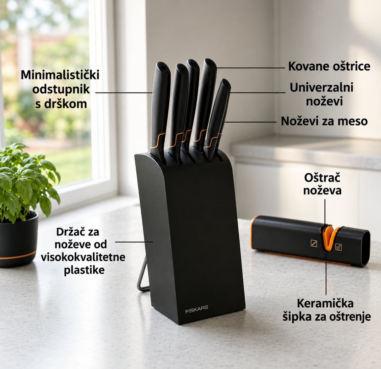 Korlátozott kiadás: 5 darabos késkészlet állvánnyal – éles konyhakés + késélező