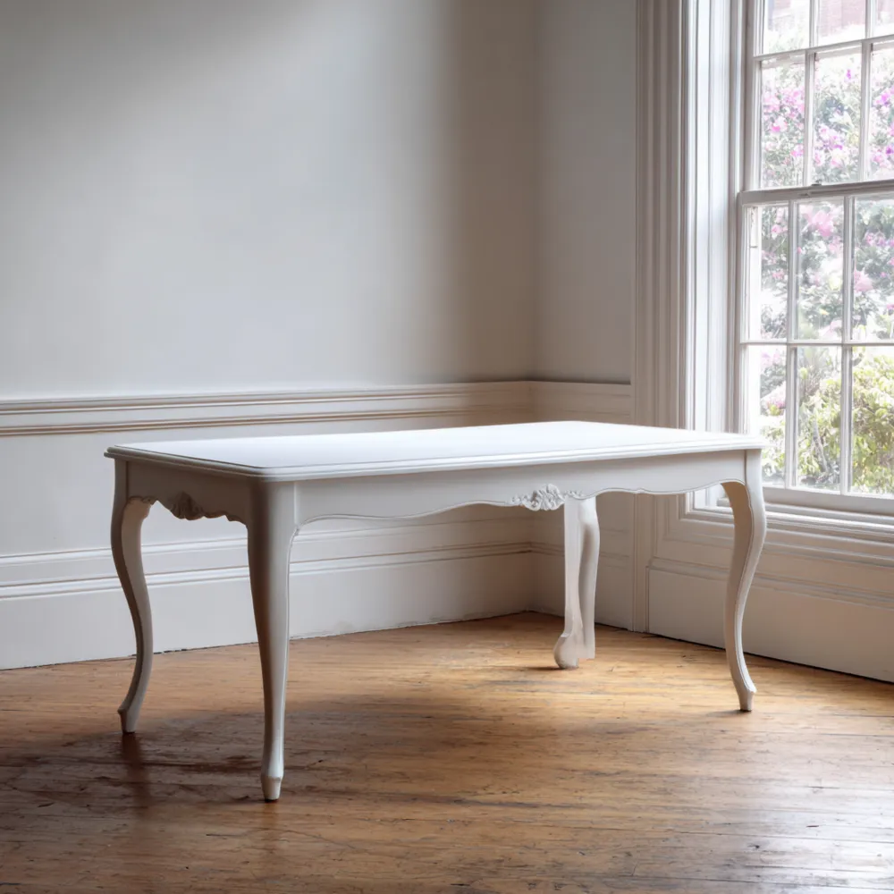 Table à manger en bois 150x90x75 cm – Blanc – Design classique