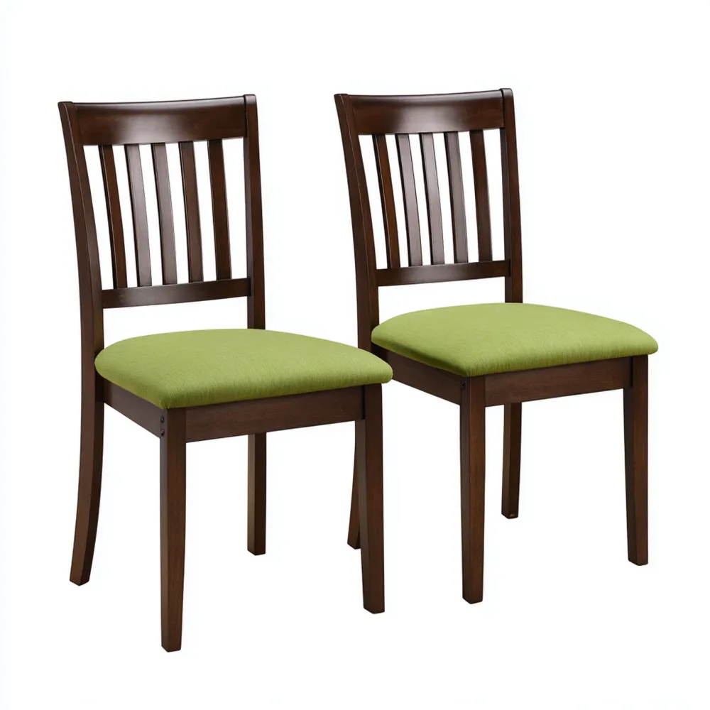 Chaise de salle à manger en bois 45x50x90 cm - Assise rembourrée Verte - Ensemble de 2 - Design classique