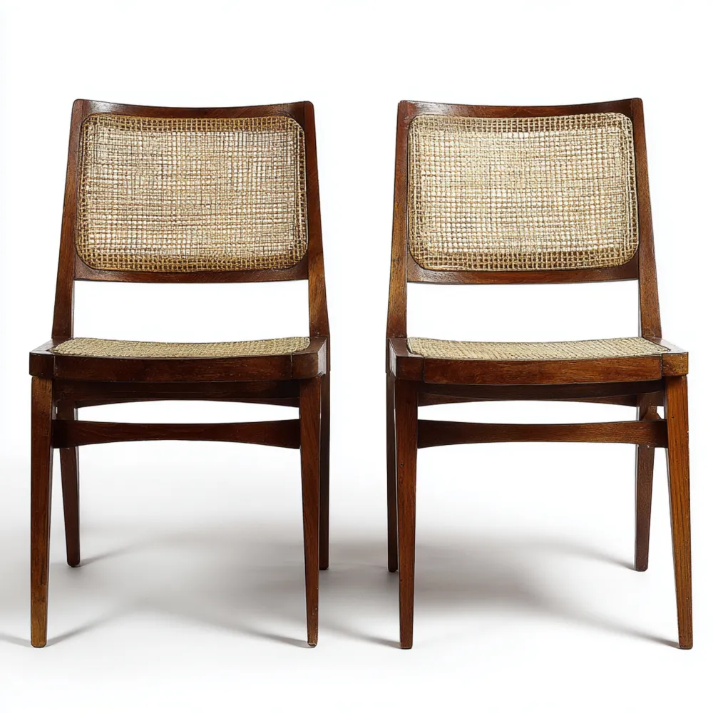 Chaise de salle à manger 45x50x90 cm en Bois de Chêne et Rotin – Classique