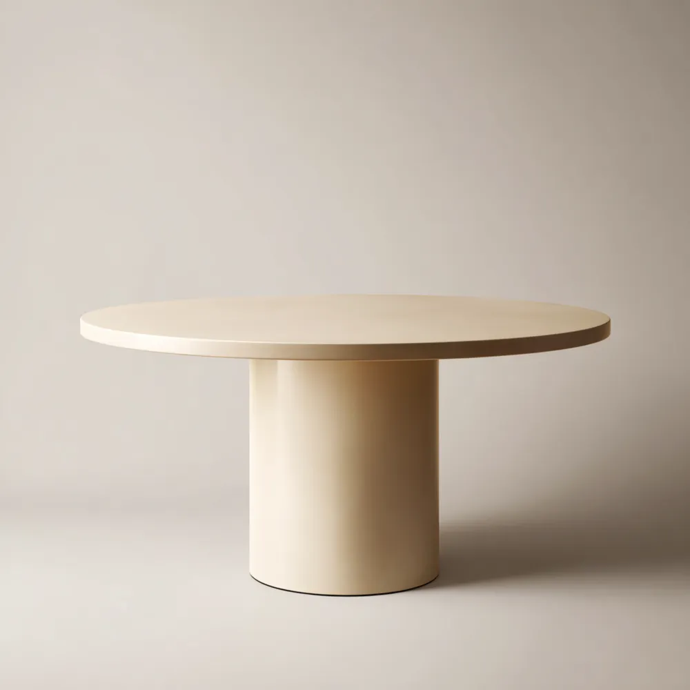 Table à manger ronde 120x120x75 cm – Beige – Design contemporain
