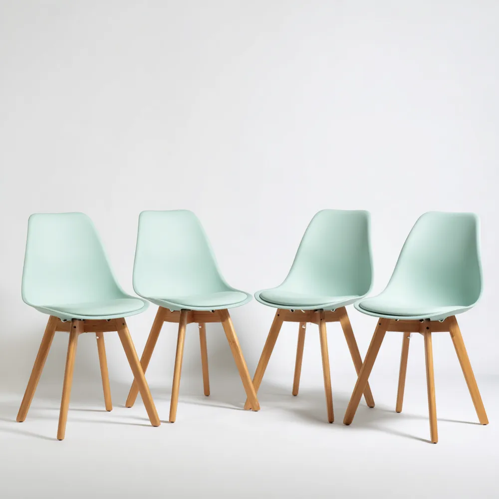 Chaise de salle à manger 46x54x82 cm - Plastique et Bois - Vert Menthe - Design Scandinave