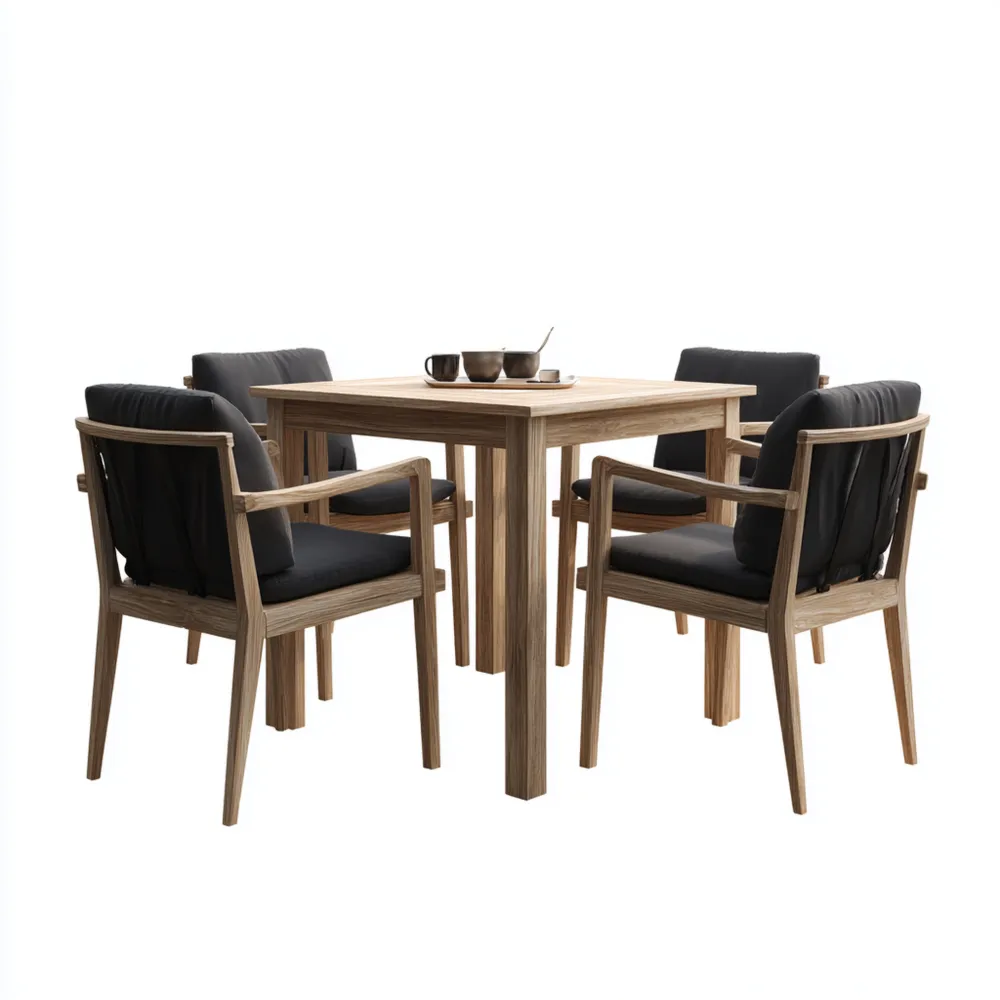 Ensemble table et chaises en bois 120x75x75 cm - Noir - Design moderne