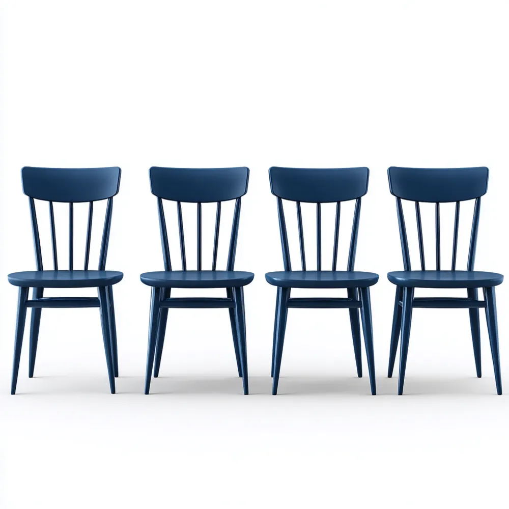 Set de 4 chaises de salle à manger en bois 45x50x85 cm - Bleu Foncé - Style Classique