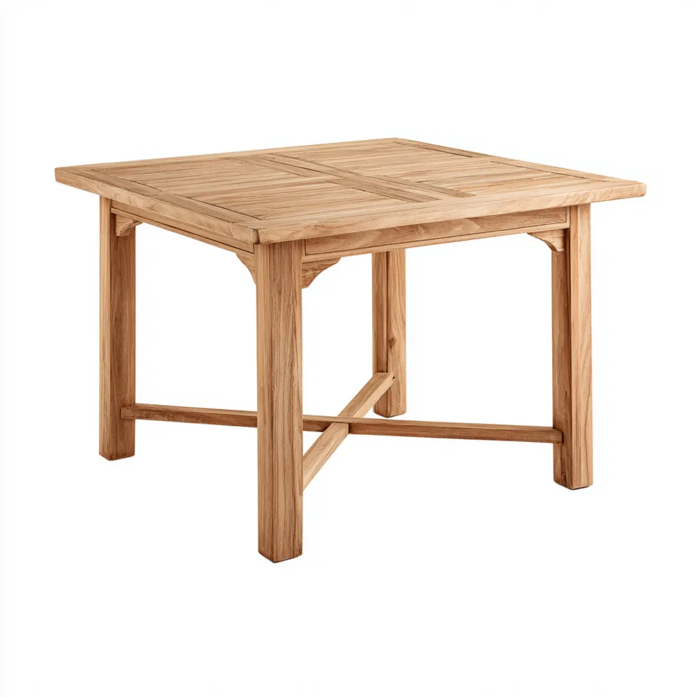 Table à manger en teck 100x100x75 cm - Bois Naturel