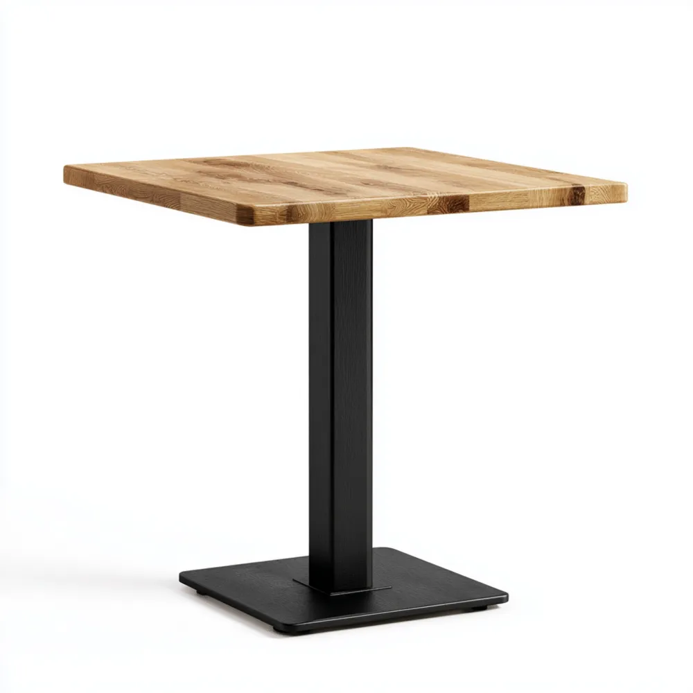 Table de bar carrée 70x70x110 cm en bois et métal – Style industriel