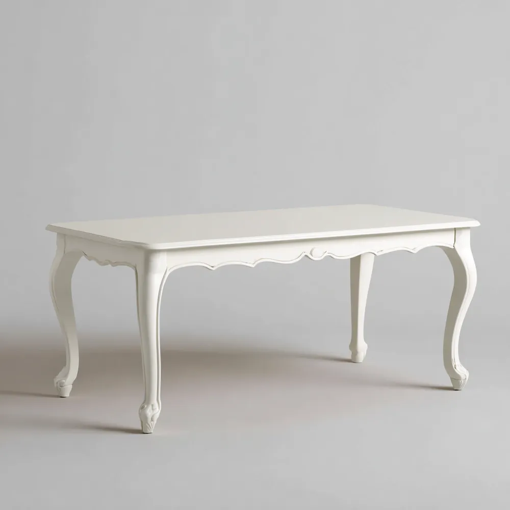 Table à manger en bois 180x90x75 cm - Blanc cassé - Style classique