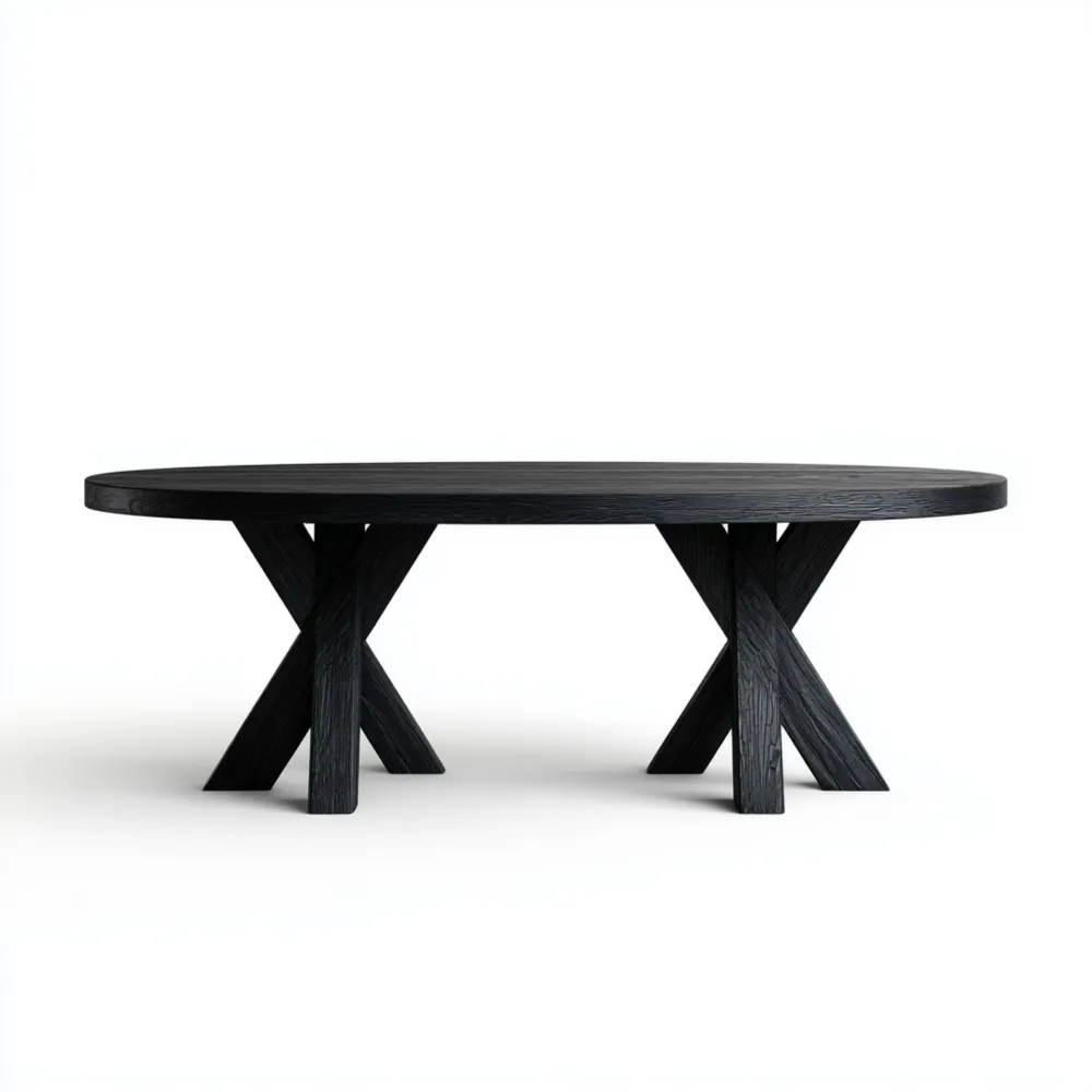 Table à manger ovale en bois 200x100x76 cm – Noir