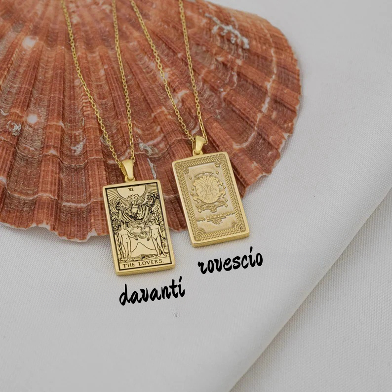 Collana di carte tarocchi astrologia a doppia faccia per coppia Gemelli - Ciondolo del segno zodiacale - Gioielli astrologici - Regalo di compleanno - Regalo per i propri cari (unisex)