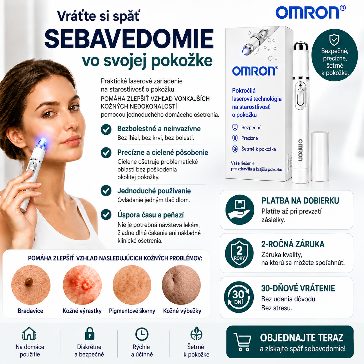 Multifunkčné pero na ošetrenie pleti Omron™ 2026 novej generácie – profesionálne riešenie na odstraňovanie znamienok a kožných nedokonalostí na celom tele. Neinvazívna, bezbolestná technológia pre čistejšiu a hladšiu pleť, určená na domáce použitie bez ja