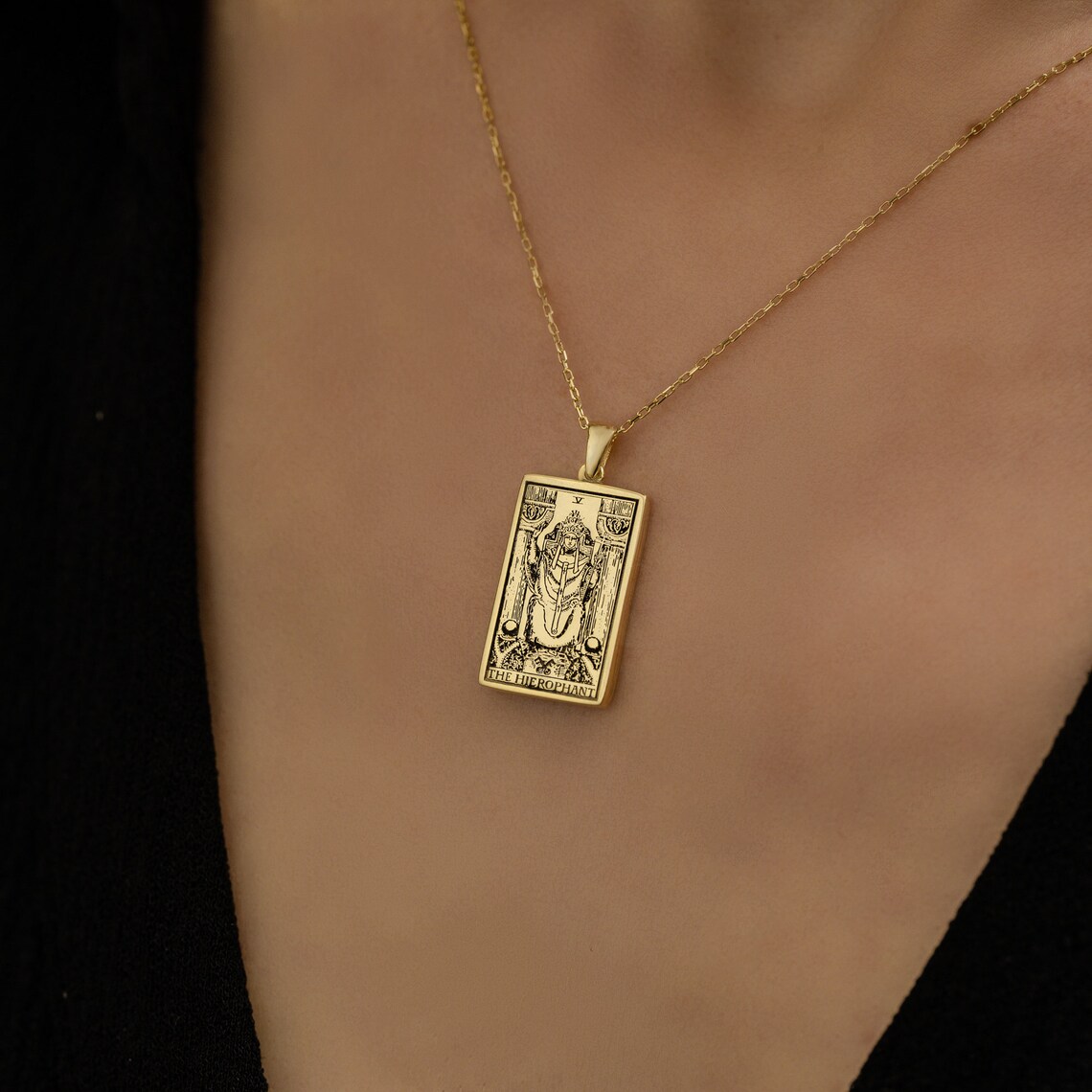 Collana dei tarocchi dello zodiaco Toro Sacerdote Reversibile squisito ciondolo zodiacale - Gioielli astrologici - Regali squisiti (Unisex)