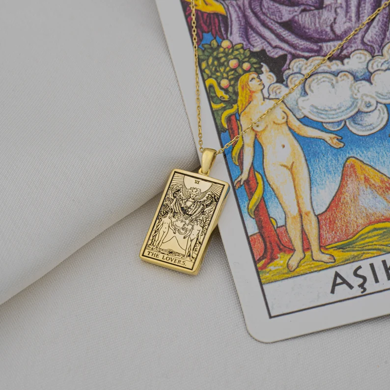 Collana di carte tarocchi astrologia a doppia faccia per coppia Gemelli - Ciondolo del segno zodiacale - Gioielli astrologici - Regalo di compleanno - Regalo per i propri cari (unisex)