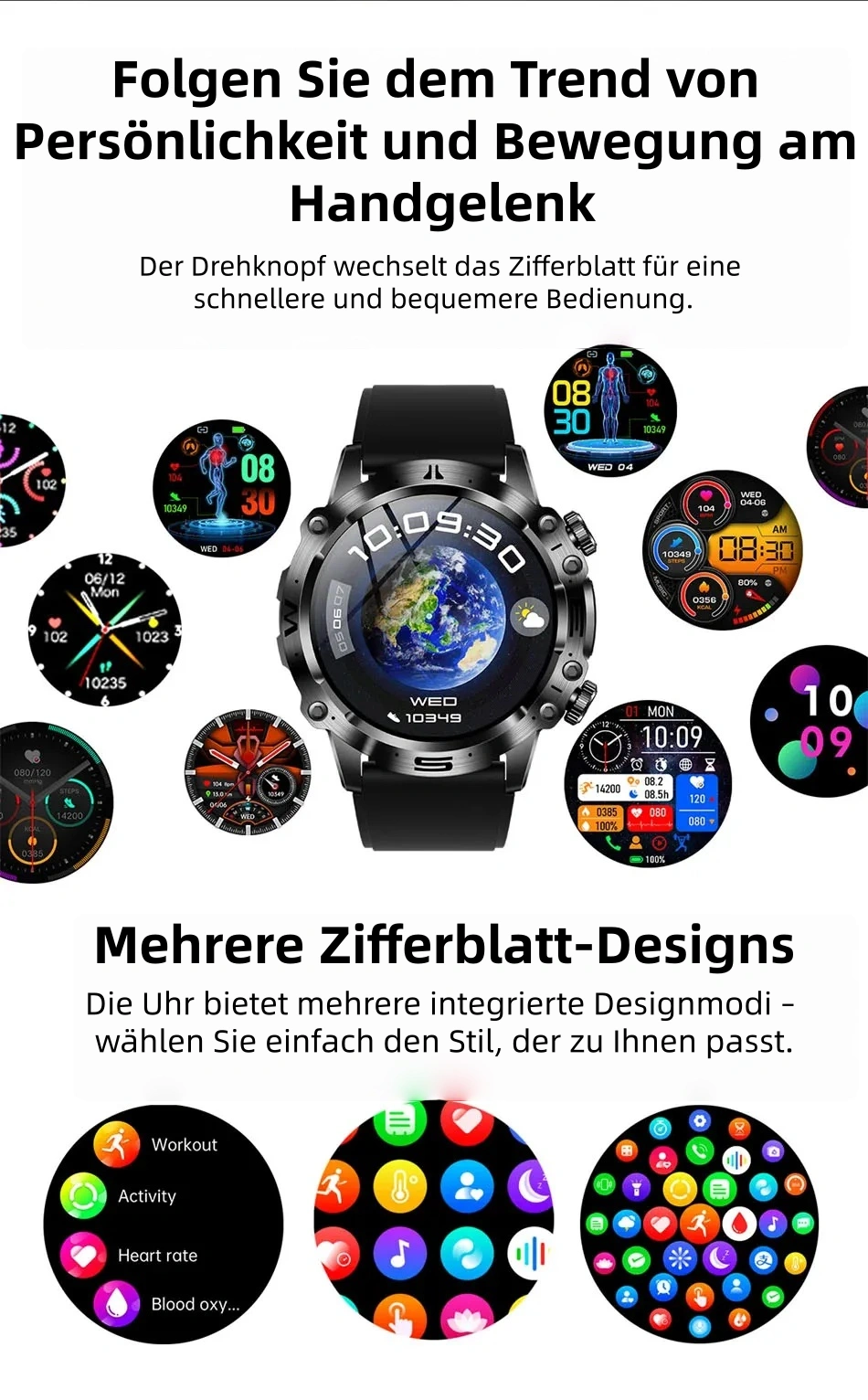 Smartwatch mit KI-Diagnose – Neu 2025. Messung von Lipiden, Harnsäure, Glukose, EKG+PPG, Fitness-Tracker.