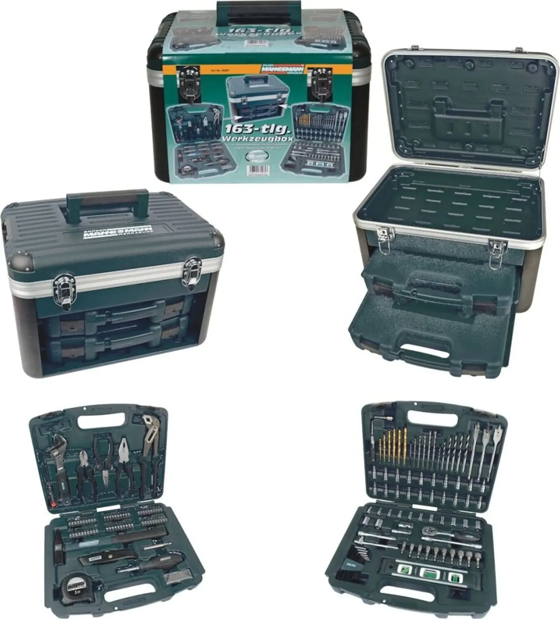 Mannesmann Werkzeugbox mit Schubladen, 163-tlg.