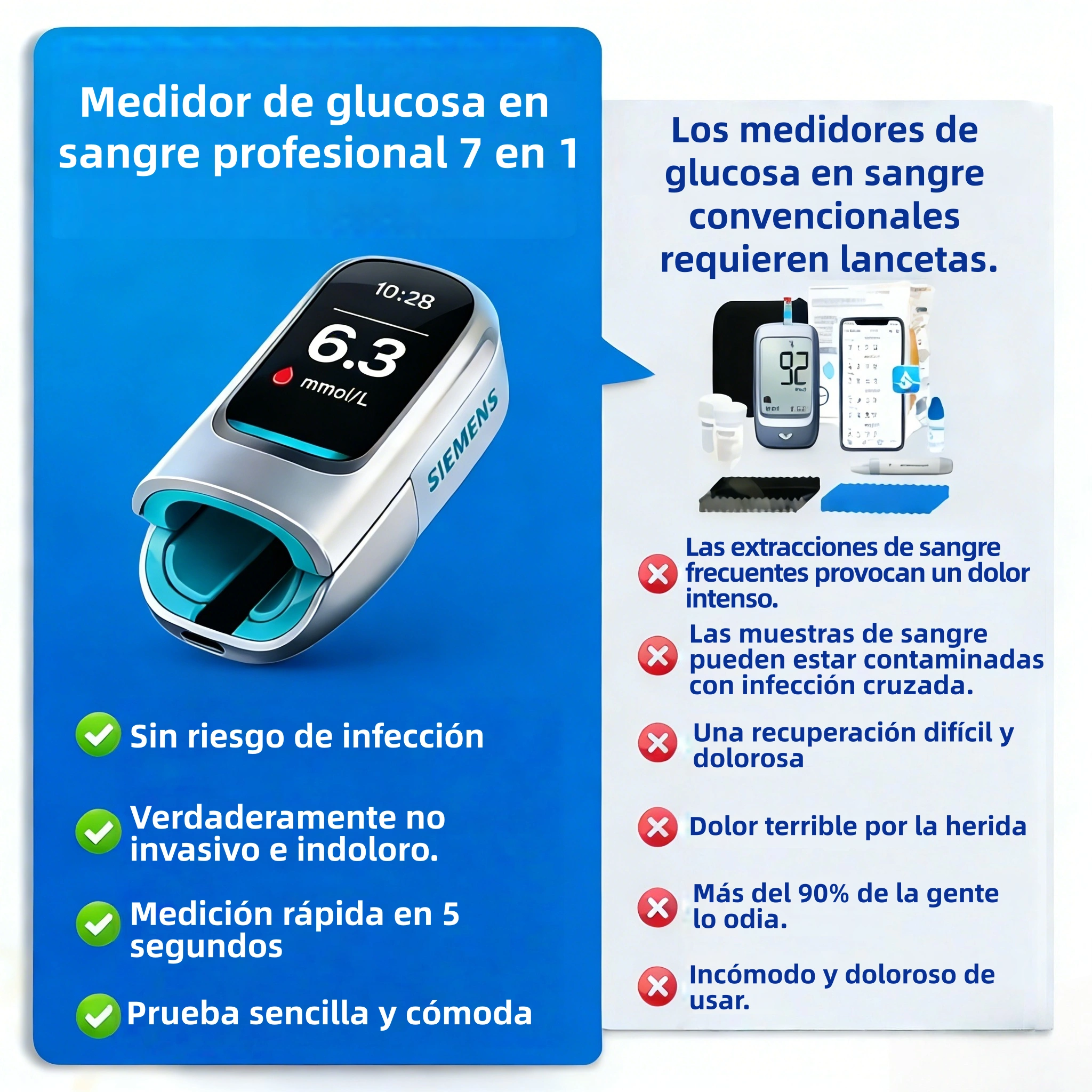 🔥 Glucómetro sin agujas Siemens™ – medición rápida, indolora y control total de glucosa 🔥